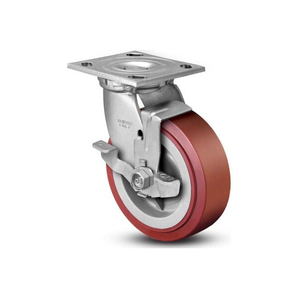 Colson 4 Series Swivel Plate Caster 4.06109.929 BRK7 Polyurethane With Brake 6" Dia. 900 Lb